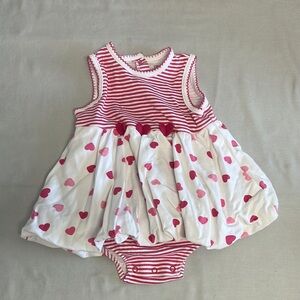 Little Me Pink and White Heart sleeveless one piece dress